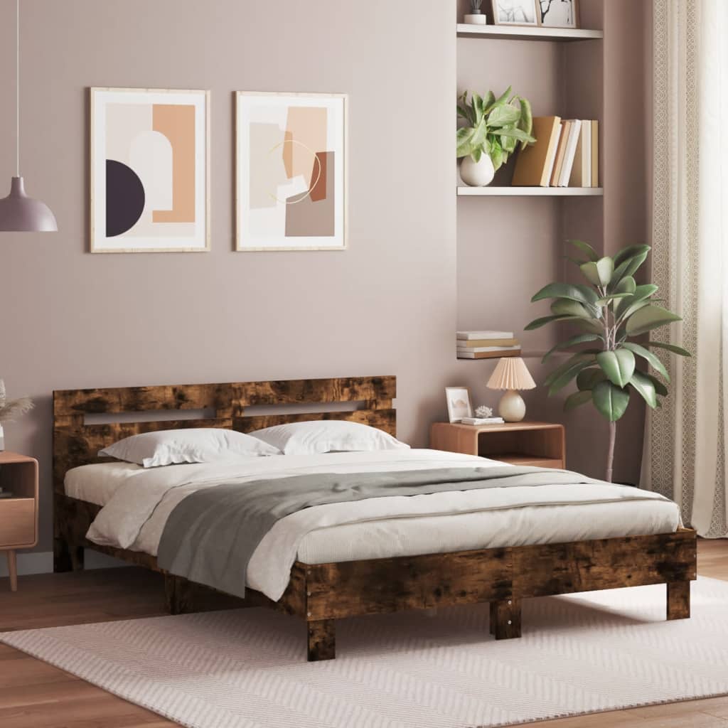Bed Frame | Smoked Oak | Engineered wood | Double | Modern | Bed Frame