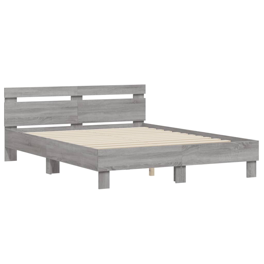 Bed Frame | Grey Sonoma | Engineered wood | Double | Durable | Bed Frame