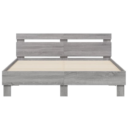 Bed Frame | Grey Sonoma | Engineered wood | Double | Durable | Bed Frame
