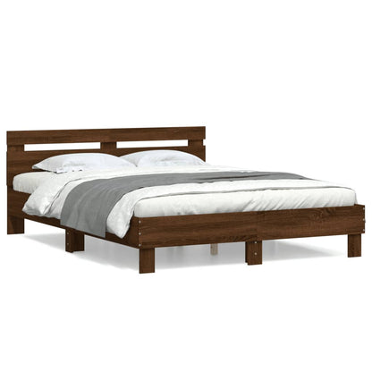 Bed Frame | Brown Oak | Engineered Wood | Double | Durable | Bed Frame