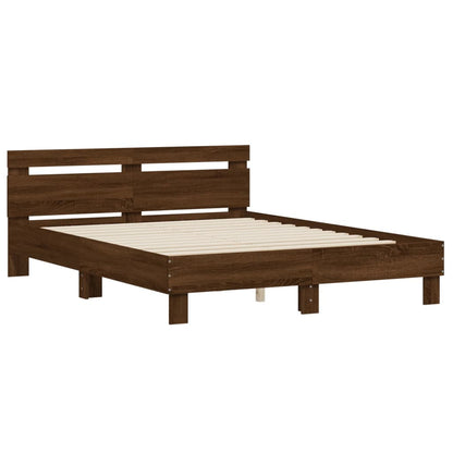 Bed Frame | Brown Oak | Engineered Wood | Double | Durable | Bed Frame