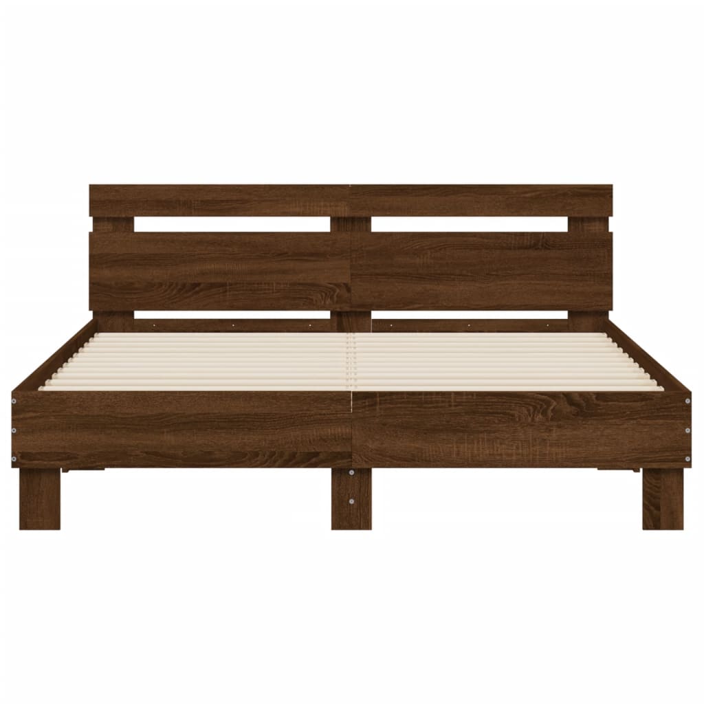 Bed Frame | Brown Oak | Engineered Wood | Double | Durable | Bed Frame
