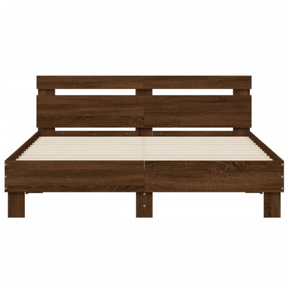 Bed Frame | Brown Oak | Engineered Wood | Double | Durable | Bed Frame
