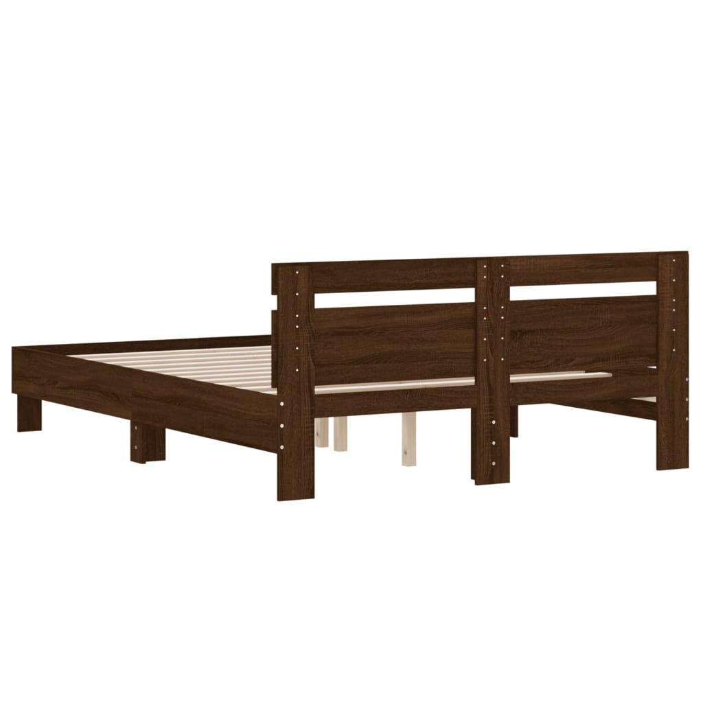 Bed Frame | Brown Oak | Engineered Wood | Double | Durable | Bed Frame