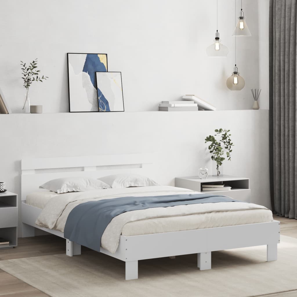 Bed Frame | White | Engineered Wood | Double | Modern | Bed Frame