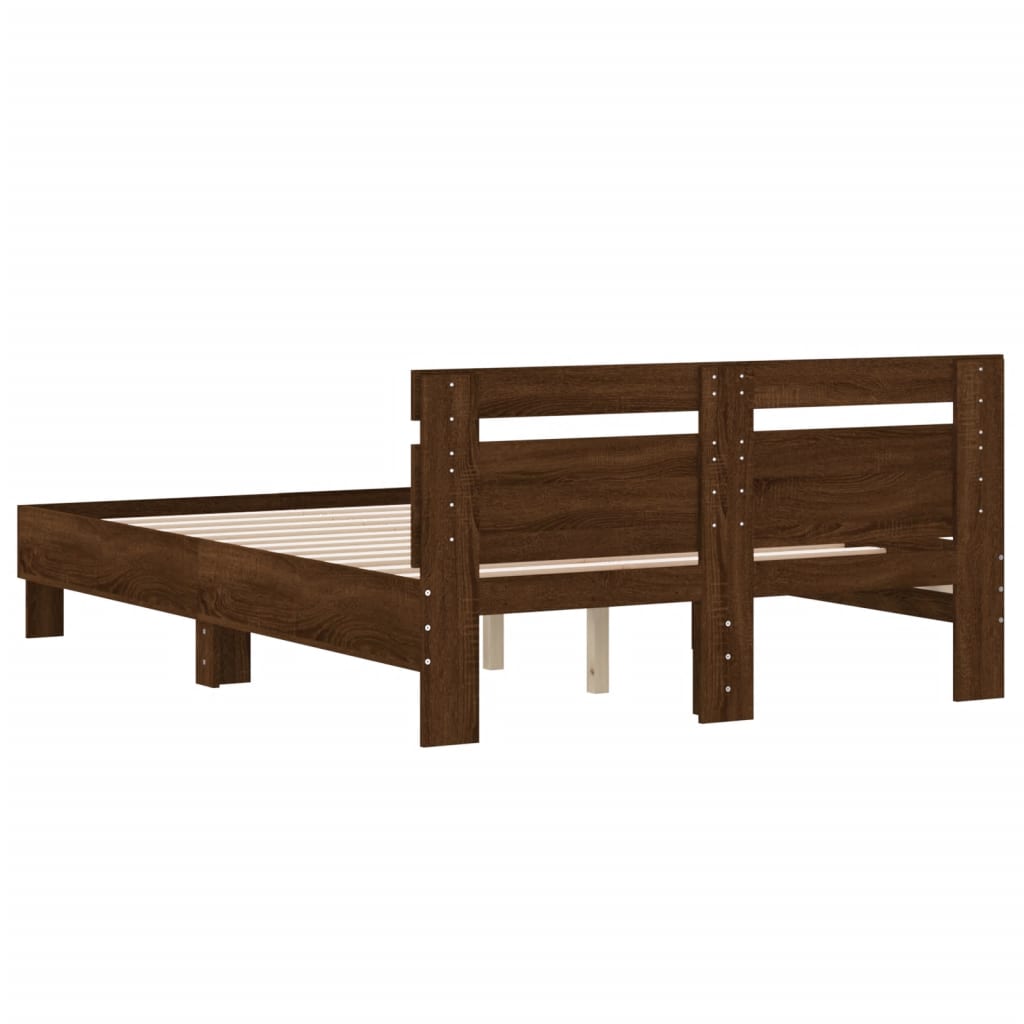Bed Frame | Brown Oak | Engineered Wood | 120 x 200 cm | Durable