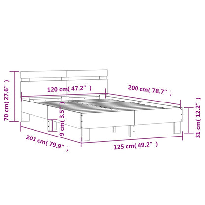Bed Frame | Brown Oak | Engineered Wood | 120 x 200 cm | Durable
