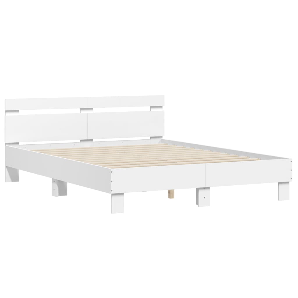 Bed Frame | White | Engineered wood | Double | Bed Frame | Rectangular