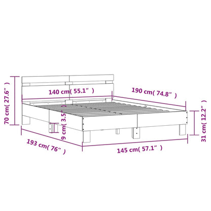 Bed Frame | White | Engineered wood | Double | Bed Frame | Rectangular