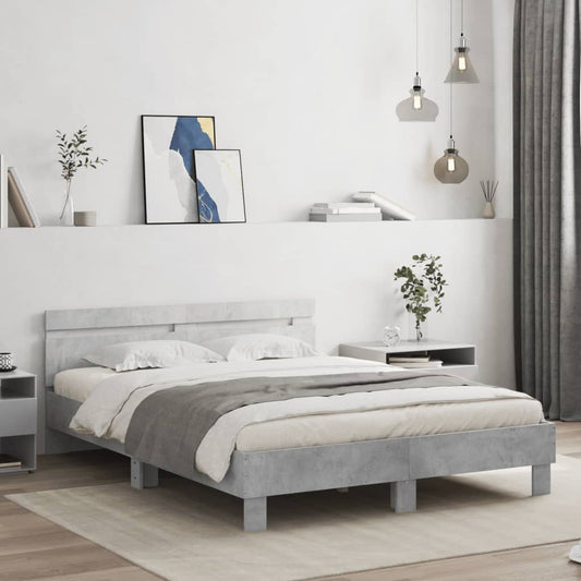 Bed Frame | Concrete grey | Engineered wood | Double | Durable