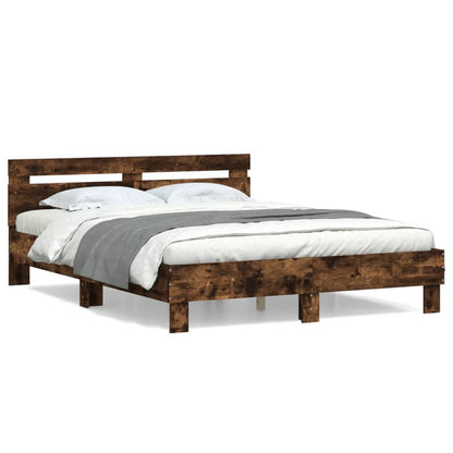 Bed Frame | Smoked Oak | Engineered Wood | 140x190 cm | Durable