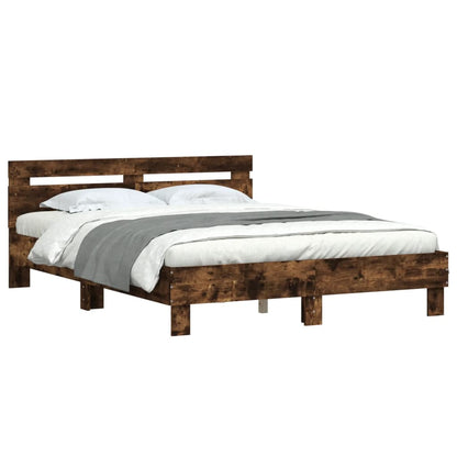 Bed Frame | Smoked Oak | Engineered Wood | 140x190 cm | Durable
