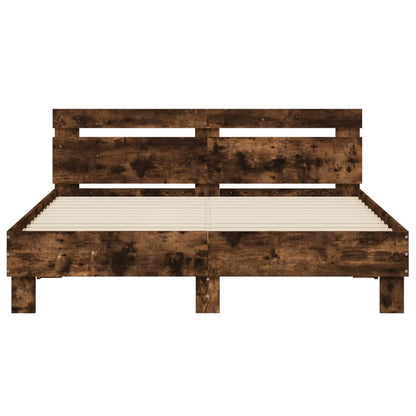 Bed Frame | Smoked Oak | Engineered Wood | 140x190 cm | Durable