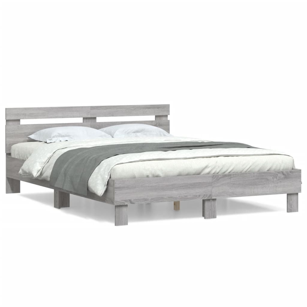 Bed Frame | Grey Sonoma | Engineered wood | 140x190 cm | Durable