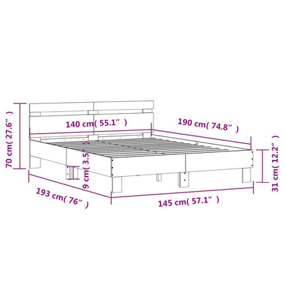 Bed Frame | Grey Sonoma | Engineered wood | 140x190 cm | Durable