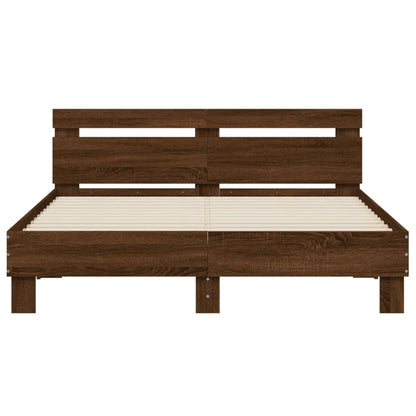 Bed Frame without Mattress Brown Oak 140x190 cm