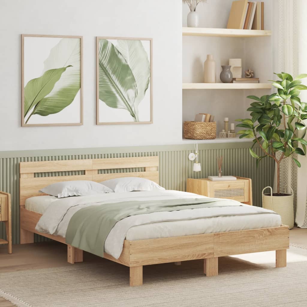 Bed Frame | Sonoma oak | Engineered wood, Plywood | Double | Bed Frame