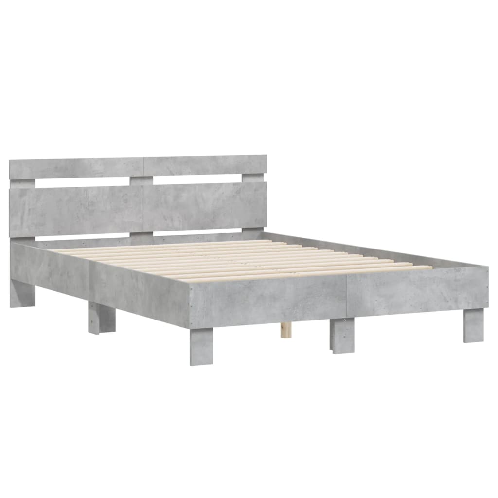 Bed Frame | Concrete grey | Engineered wood, Plywood slats | Double