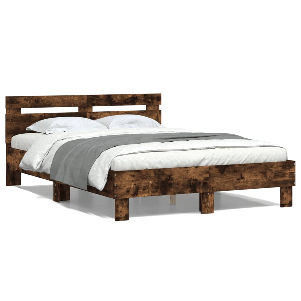 Bed Frame without Mattress Smoked Oak 135x190 cm