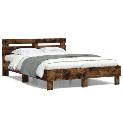 Bed Frame without Mattress Smoked Oak 135x190 cm