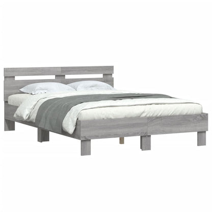 Bed Frame without Mattress Grey Sonoma 135x190 cm Double