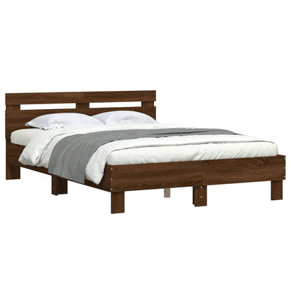 Bed Frame | Brown Oak | Engineered Wood | 135x190 cm Double | Modern