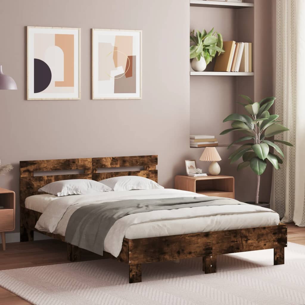 Bed Frame | Smoked Oak | Engineered Wood | Small Double | Durable