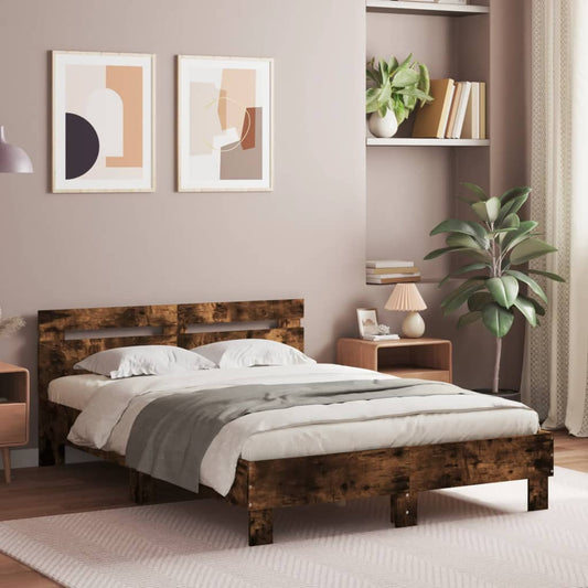 Bed Frame | Smoked Oak | Engineered Wood | Small Double | Durable