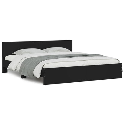 Bed Frame | Black | Engineered wood and plywood | 200x200 cm | Modern