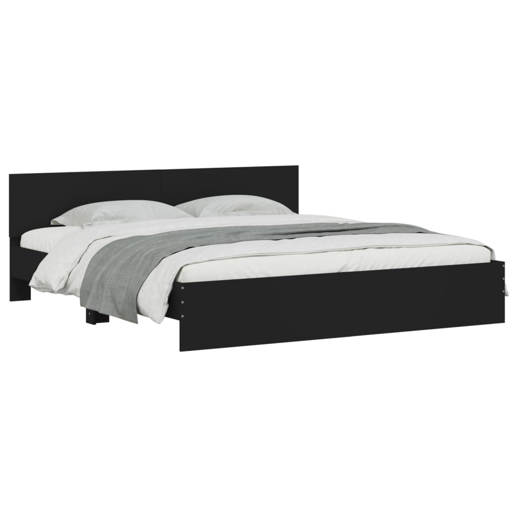 Bed Frame | Black | Engineered wood and plywood | 200x200 cm | Modern