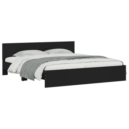 Bed Frame | Black | Engineered wood and plywood | 200x200 cm | Modern