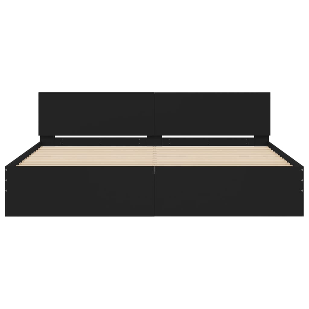 Bed Frame | Black | Engineered wood and plywood | 200x200 cm | Modern