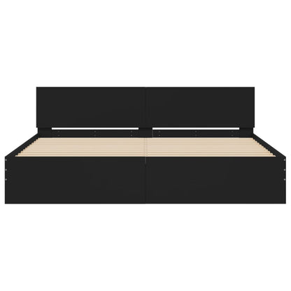 Bed Frame | Black | Engineered wood and plywood | 200x200 cm | Modern