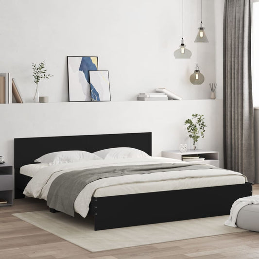 Bed Frame | Black | Engineered wood and plywood | 200x200 cm | Modern