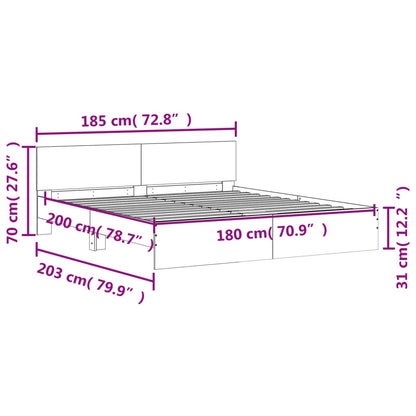 Bed Frame without Mattress Black 180x200 cm Super King