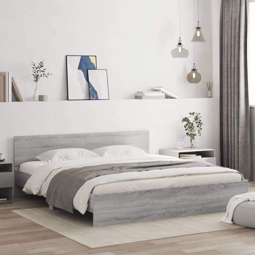 Bed Frame | Grey Sonoma | Engineered wood, Plywood | Super King | Durable