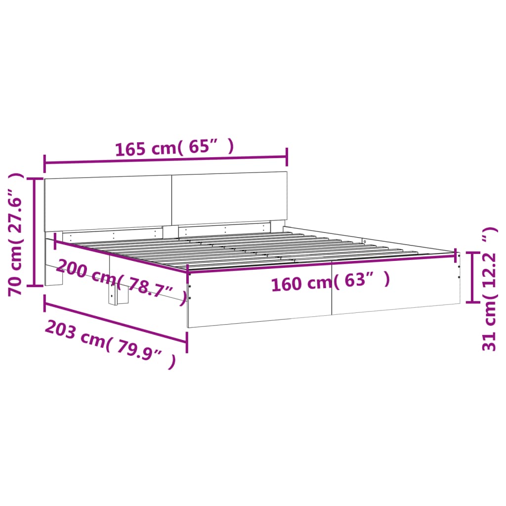 Bed Frame | Black | Engineered wood, Plywood | Double | Durable