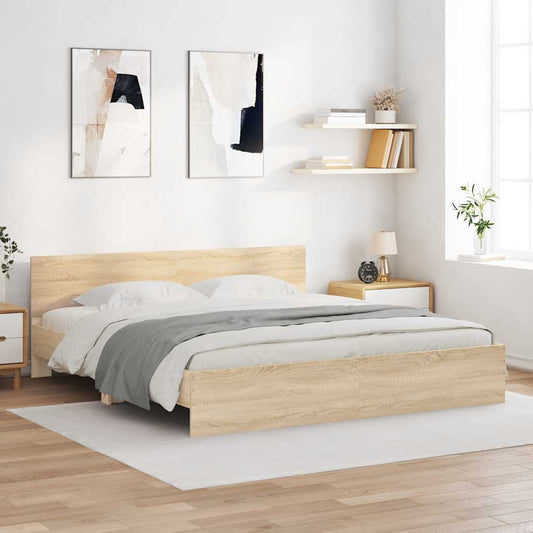 Bed Frame | Sonoma oak | Engineered wood, Plywood | Double | Durable