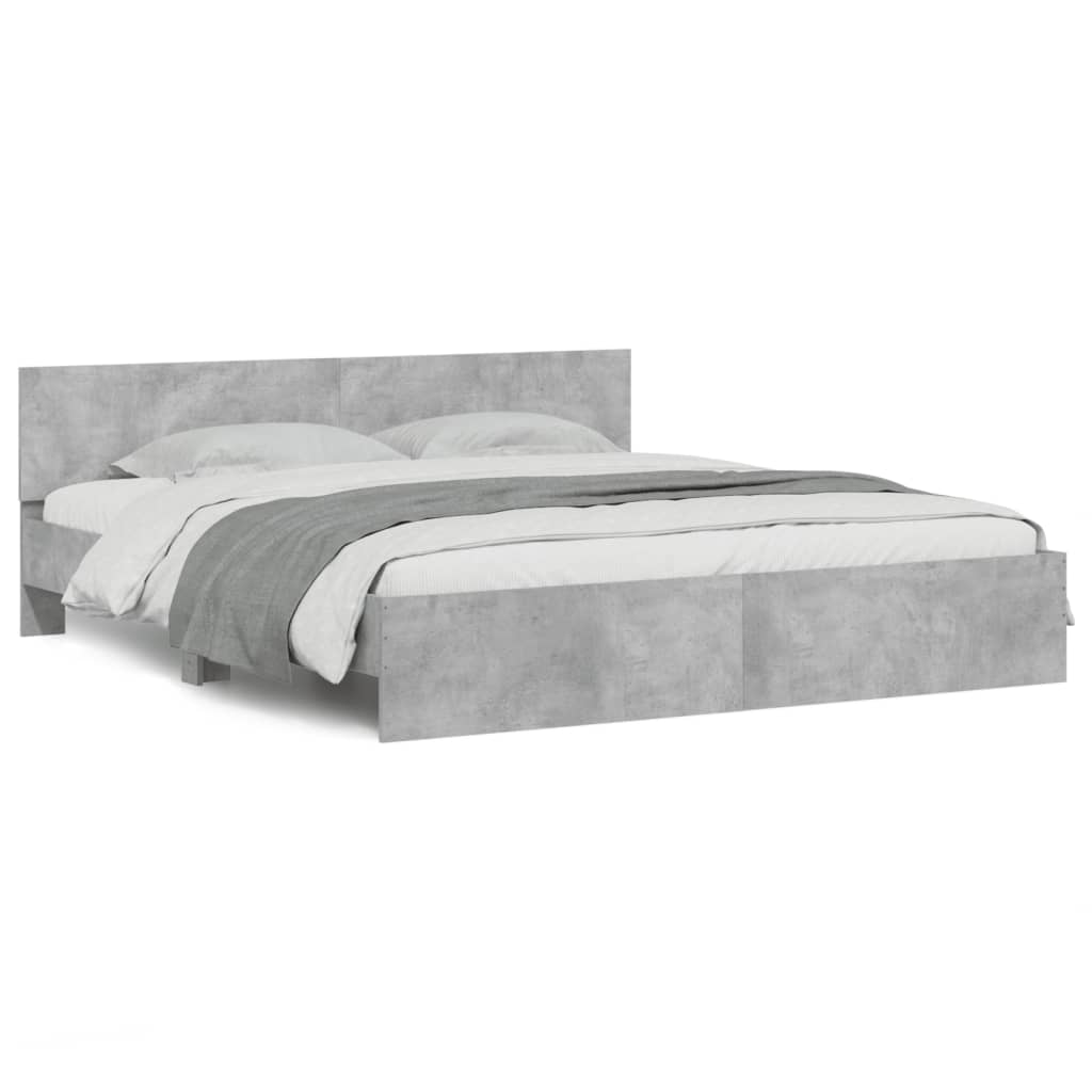Bed Frame | Concrete grey | Engineered wood | Double | Durable