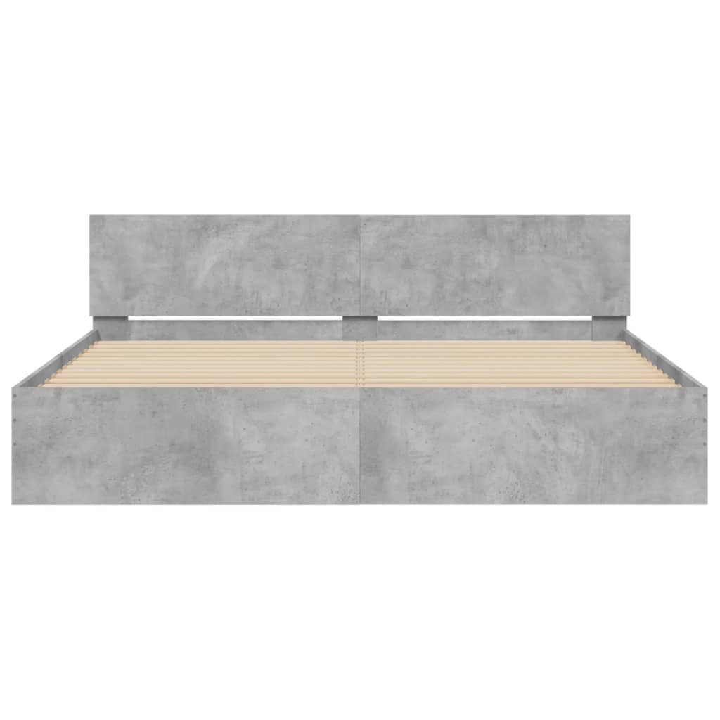 Bed Frame | Concrete grey | Engineered wood | Double | Durable