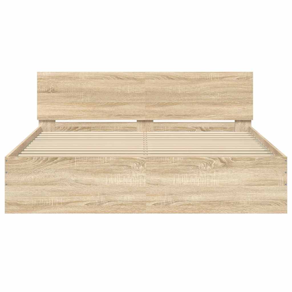 Bed Frame | Sonoma Oak | Engineered wood, Plywood | King Size | Durable