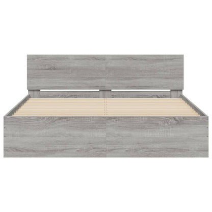 Bed Frame without Mattress Grey Sonoma 150x200 cm King Size