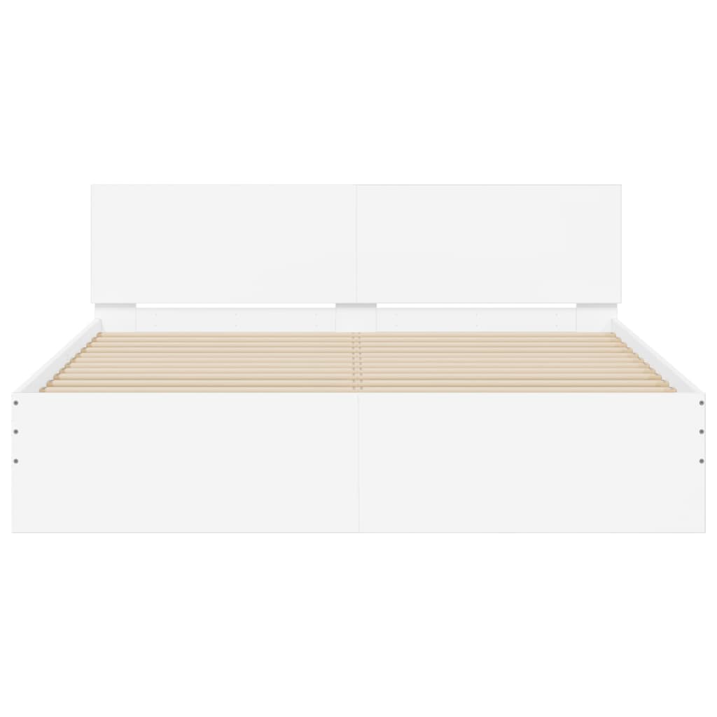 Bed Frame | White | Engineered wood | 140x200 cm |  Durable  | Bed Frame