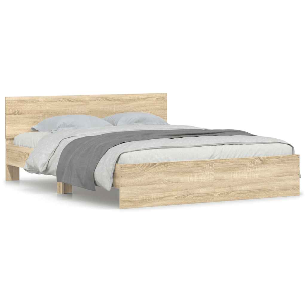 Bed Frame without Mattress Sonoma Oak 140x200 cm