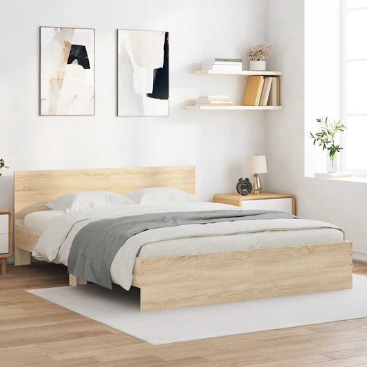 Bed Frame | Sonoma oak | Engineered wood, Plywood | Double | Modern