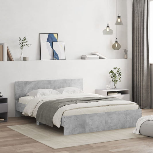 Bed Frame | Concrete Grey | Engineered wood, Plywood | Double | Modern