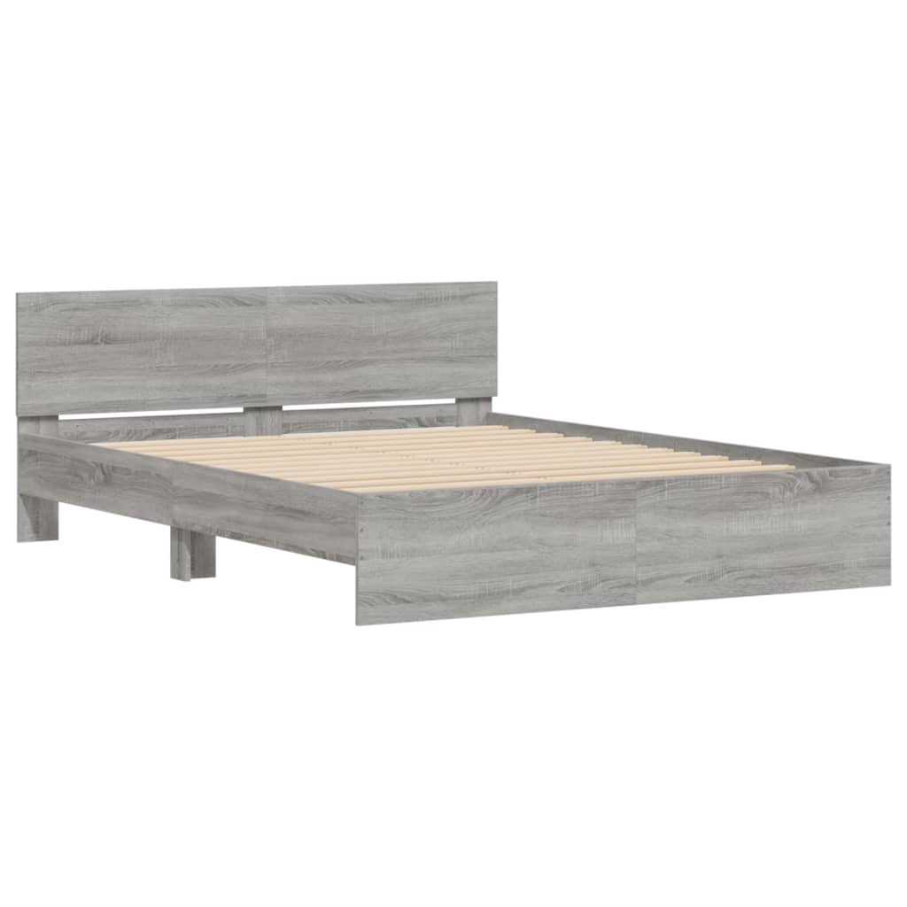 Bed Frame | Grey Sonoma | Engineered wood, Plywood | 140x200 cm | Modern