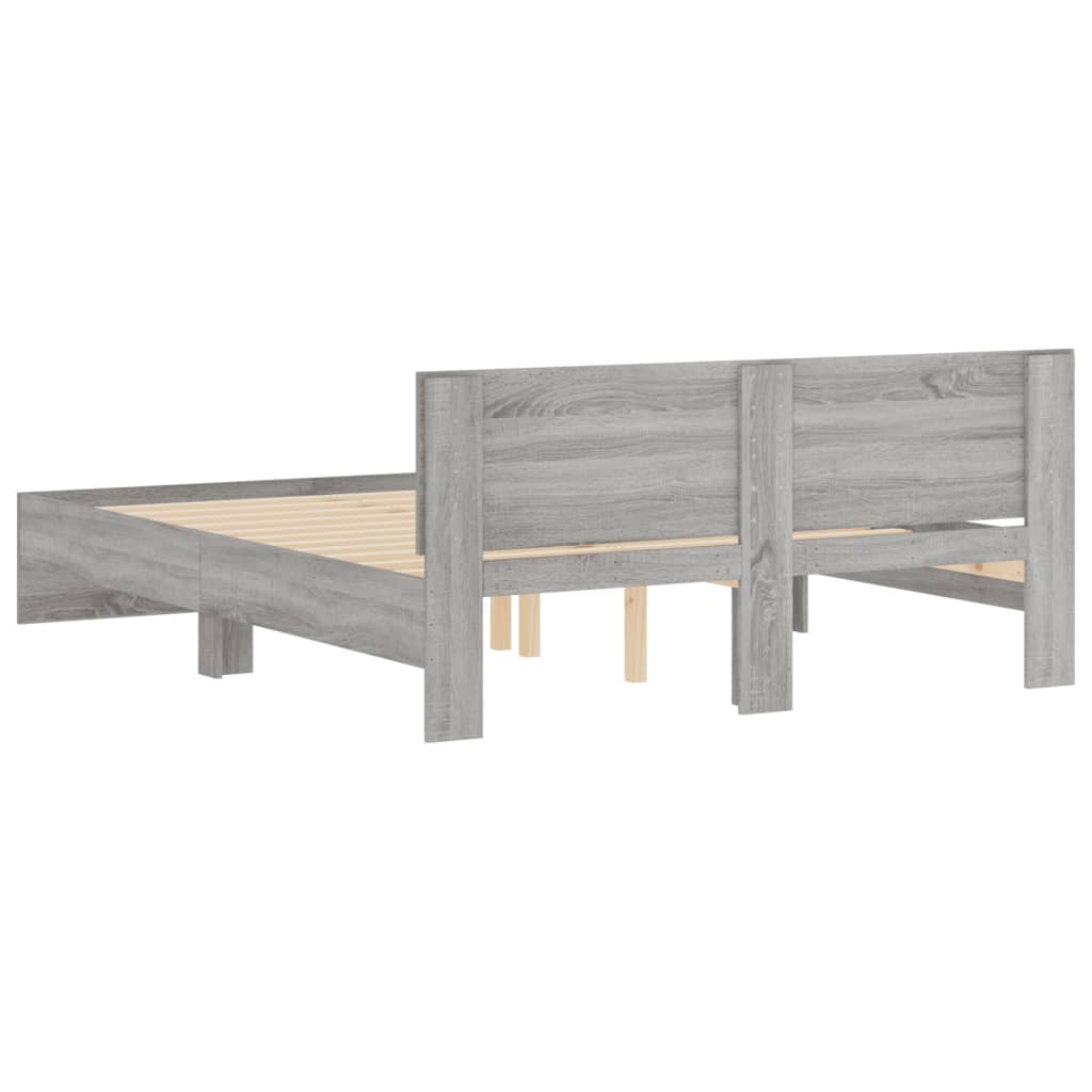 Bed Frame | Grey Sonoma | Engineered wood, Plywood | 140x200 cm | Modern