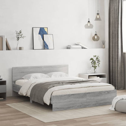 Bed Frame | Grey Sonoma | Engineered wood, Plywood | 140x200 cm | Modern