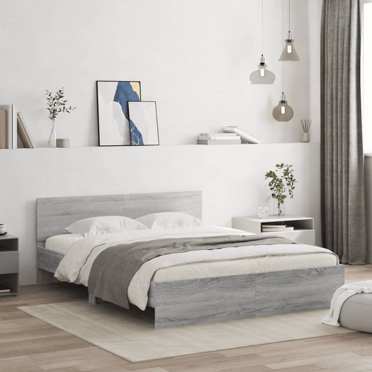 Bed Frame | Grey Sonoma | Engineered wood, Plywood | 140x200 cm | Modern